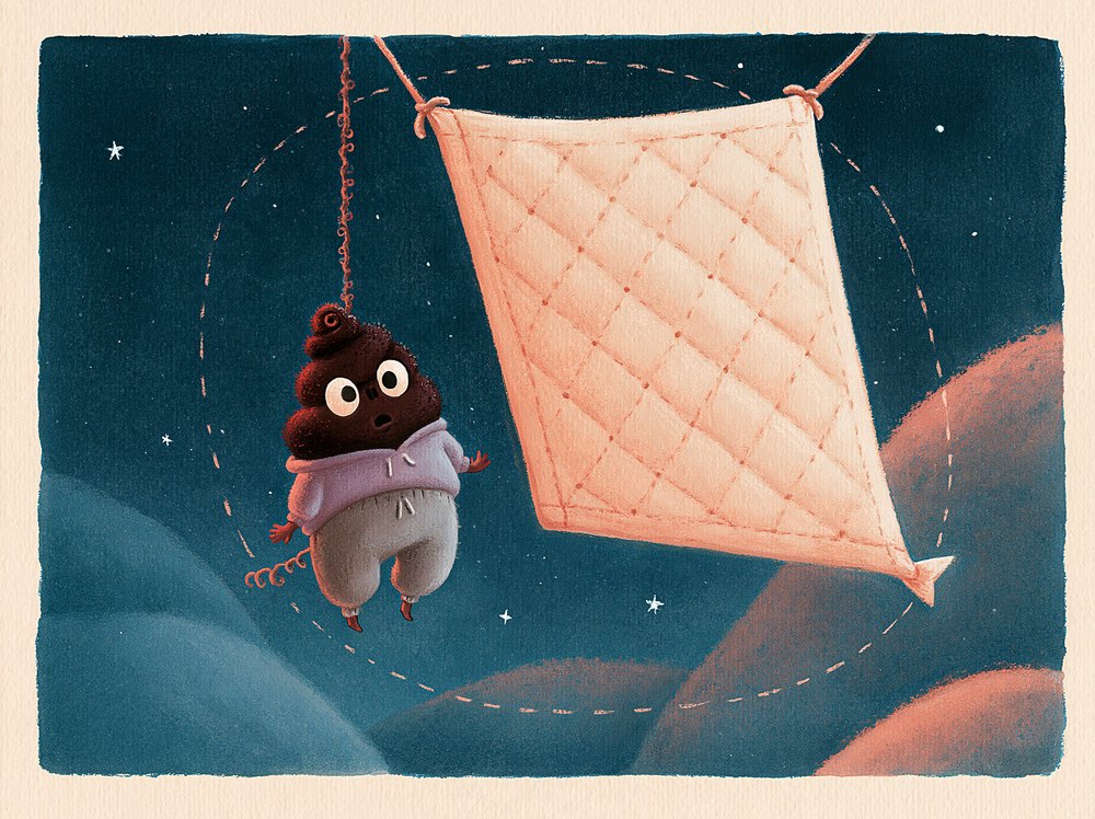 A dream: a huge quilted square of toilet paper circling Donald like a shark under a night sky.